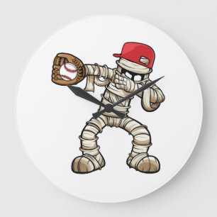 Reloj Redondo Grande Diseño de Halloween para amantes del béisbol
