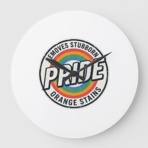 Reloj Redondo Grande Diseño de insignia de arcoíris de protesta de orgu