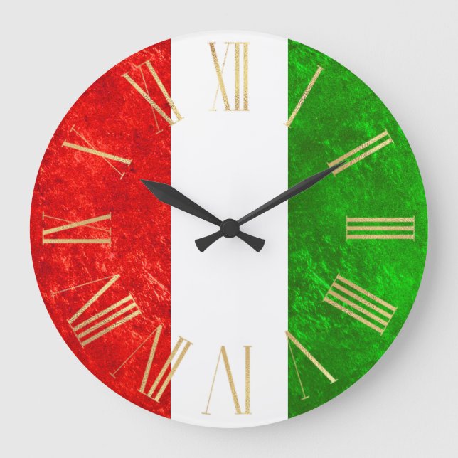 Reloj Redondo Grande Diseño de la bandera italiana (Anverso)