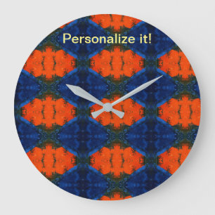 Reloj Redondo Grande Diseño de lava azul, negro, rojo y espejado