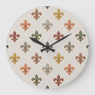 Reloj Redondo Grande Diseño de lirio de luz de tierras arboladas
