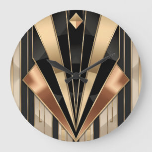 Reloj Redondo Grande Diseño de lujo geométrico de ráfaga de sol Art Dec