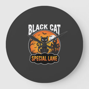 Reloj Redondo Grande Diseño de Luna Casa Embrujada Gato Negro Halloween
