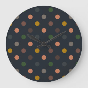 Reloj Redondo Grande Diseño de lunares de bosques tonos tierra oscura