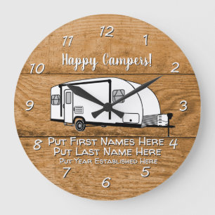 Reloj Redondo Grande Diseño de madera de Camping Generic Travel Trailer