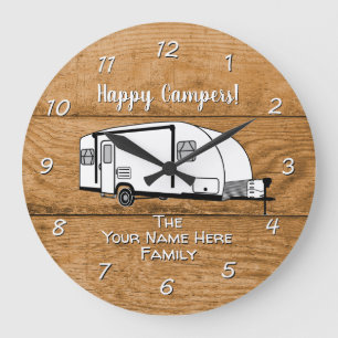 Reloj Redondo Grande Diseño de madera de Camping Generic Travel Trailer