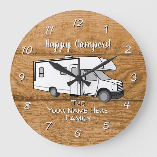Reloj Redondo Grande Diseño de madera de clase C genérica de camping Gr (Anverso)