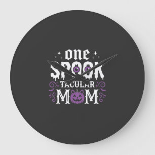 Reloj Redondo Grande Diseño de mamá Spooktacular de Halloween_1