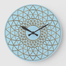 Reloj Redondo Grande Diseño de Mandela de oro Azul