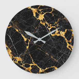 Reloj Redondo Grande Diseño de mármol negro oro de lujo Nero Portoro