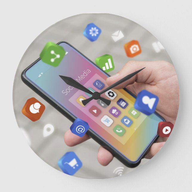 Reloj Redondo Grande Diseño de medios sociales de moda (Anverso)
