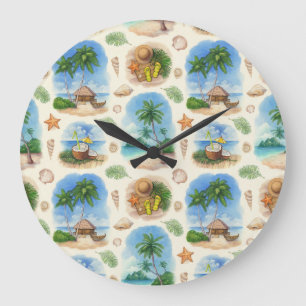 Reloj Redondo Grande Diseño de Mehndi: Tracería de Doodle curvo