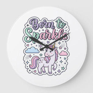 Reloj Redondo Grande Diseño de Merch Diseño Gráfico Unicornio Nacido pa