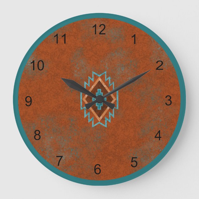 Reloj Redondo Grande Diseño de Mesa Geométrica de Cañones del Suroeste (Anverso)