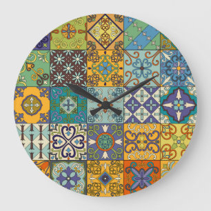 Reloj Redondo Grande Diseño de mosaicos de talavera portuguesa