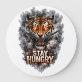Reloj Redondo Grande Diseño de motivación de tigre con hambre