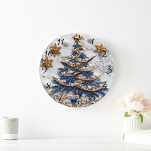 Reloj Redondo Grande Diseño de Navidades festivos clásicos de árbol de