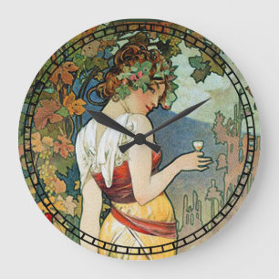 Reloj Redondo Grande Diseño de Nouveau del arte de Alfonso Mucha