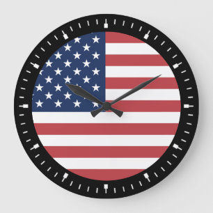 Reloj Redondo Grande Diseño de orgullo de bandera estadounidense de EE.