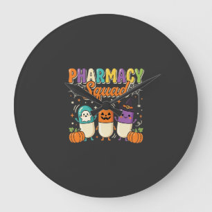 Reloj Redondo Grande Diseño de pastillas fantasmales de Halloween para 