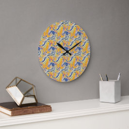 Reloj Redondo Grande Diseño de patrón abstracto de mareas iluminadas po