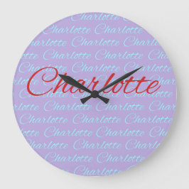 Reloj Redondo Grande Diseño de patrón de nombre Charlotte
