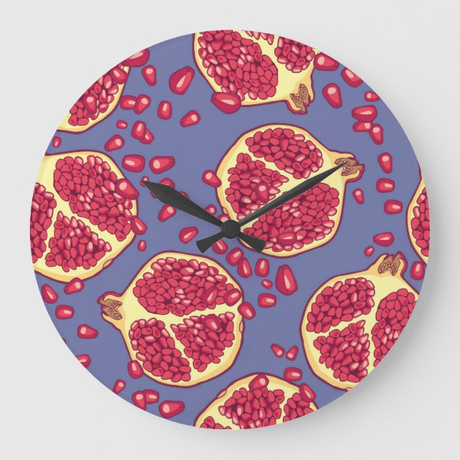 Reloj Redondo Grande Diseño de patrón sin foco de fruta granada (Anverso)