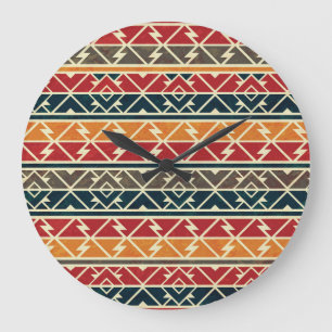 Reloj Redondo Grande Diseño de patrones africanos sin foco