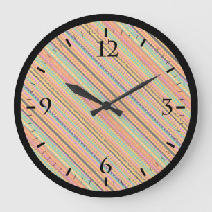 Reloj Redondo Grande Diseño de patrones aztecas nativos coloridos lindo