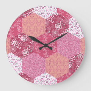 Reloj Redondo Grande Diseño de patrones de parches de estilo japonés