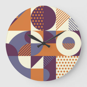 Reloj Redondo Grande Diseño de patrones geométricos de estilo retro