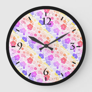 Reloj Redondo Grande Diseño de patrones japoneses lindos