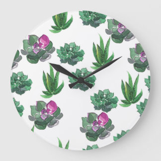 Reloj Redondo Grande Diseño de patrones sin inconvenientes de acuarela