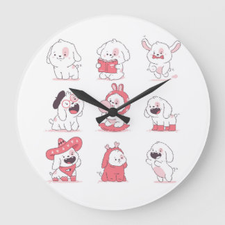 Reloj Redondo Grande diseño de perro kawaii lindo