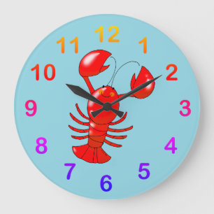 Reloj Redondo Grande Diseño de Personalizado de langosta sonriente