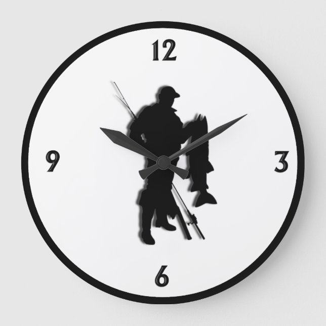 Reloj Redondo Grande Diseño de pesca (Anverso)