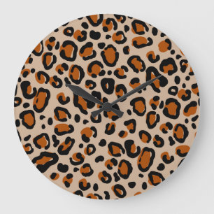 Reloj Redondo Grande Diseño de piel de leopardo, patrón sin fisuras.