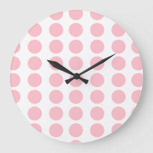 Reloj Redondo Grande Diseño de puntos rosados de polka