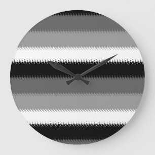 Reloj Redondo Grande Diseño de rayas blancas negras