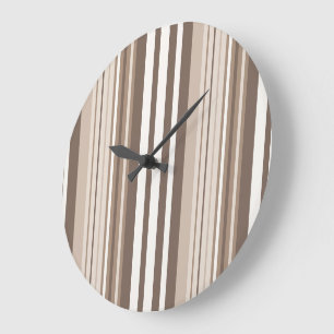 Reloj Redondo Grande Diseño de rayas con tono terroso neutro