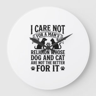 Reloj Redondo Grande Diseño de Religión de Perro Gato Vintage Cita Aman