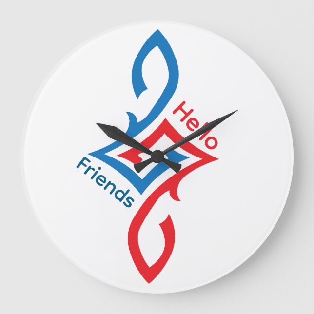 Reloj Redondo Grande Diseño de saludo simple y feliz para amigos (Anverso)