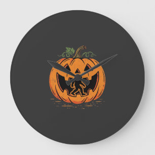 Reloj Redondo Grande Diseño de silueta de calabaza de Halloween de Pie
