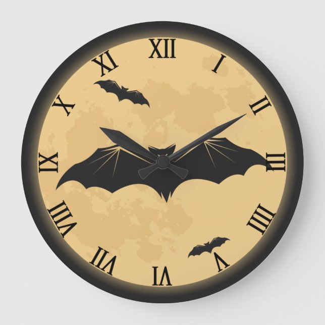 Reloj Redondo Grande Diseño de silueta de Halloween (Anverso)