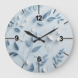 Reloj Redondo Grande Diseño de Sky Blue Floral Wall Clock Ai