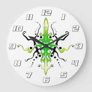 Reloj Redondo Grande Diseño de tatuaje tribal de mascara abstracta - ve