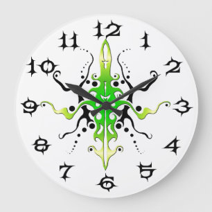 Reloj Redondo Grande Diseño de tatuaje tribal de mascara abstracta - ve