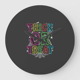 Reloj Redondo Grande Diseño de telaraña de Halloween Truco o trato_1