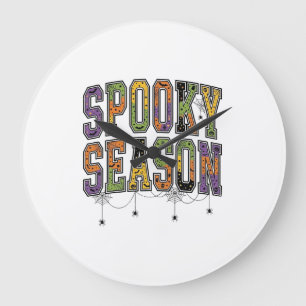 Reloj Redondo Grande Diseño de tipografía vintage de Halloween de tempo