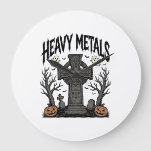 Reloj Redondo Grande Diseño de vector cementerio de Halloween de metale